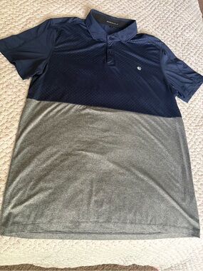 🔵🔵🔵Asher Golf ⛳️  Men’s Navy and Gray Colorblock Performance Polo ⛳️